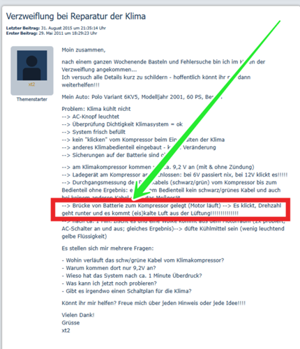 Kompressor überbrücken