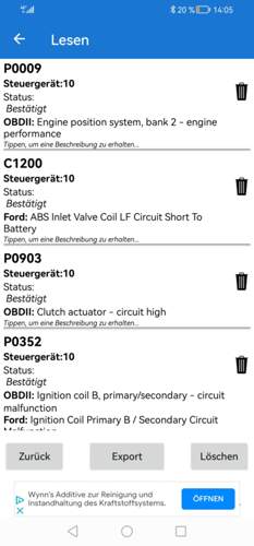 Fehlercodes