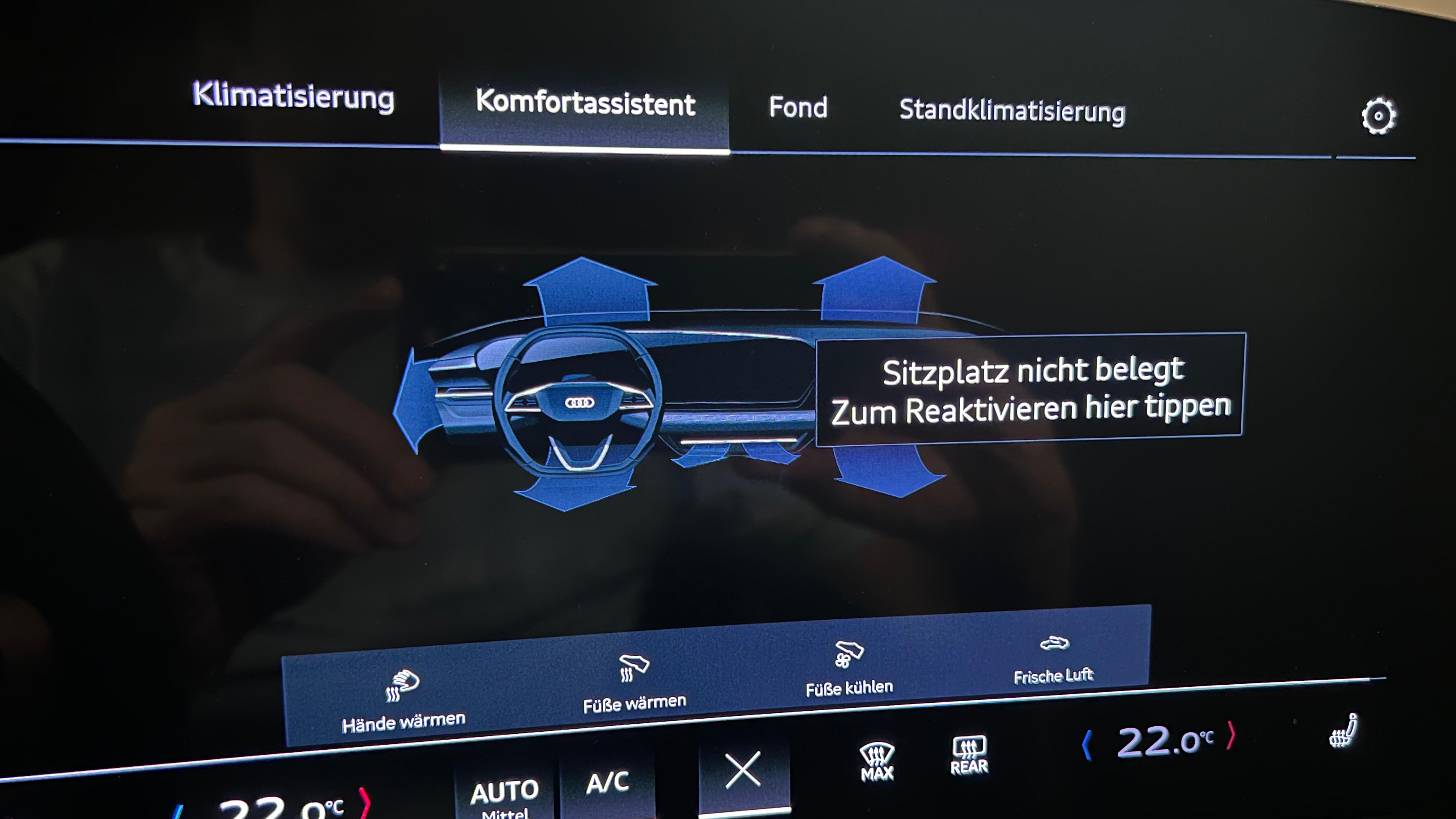 Sitzbelegung Beifahrer+Fond Lüftung