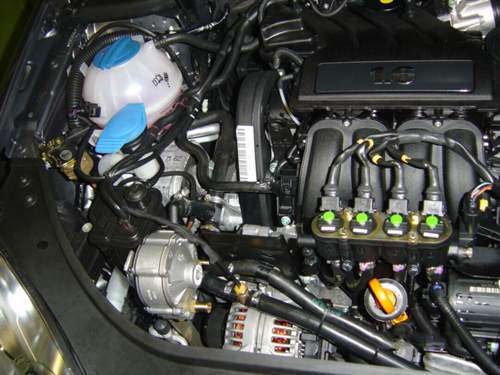 Eine sequenzielle Autogasanlage an einem Vierzylinder-Motor