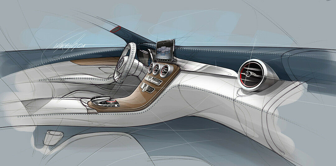 Designskizze: Das Cockpit-Design soll in der Mittelklasse neue Maßstäbe setzen