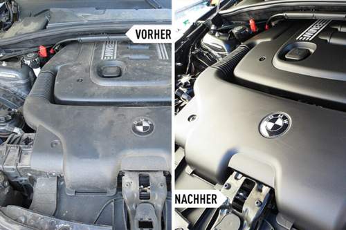 Leider bei der Fahrt nicht zu sehen: Aufgearbeiteter Motorraum