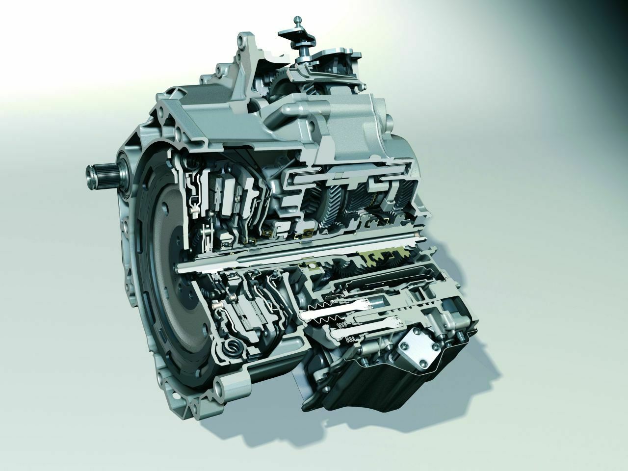 Kleiner, für den Betrieb mit einem quer eingebauten Motor: Doppelkupplungsgetriebe aus einem VW.