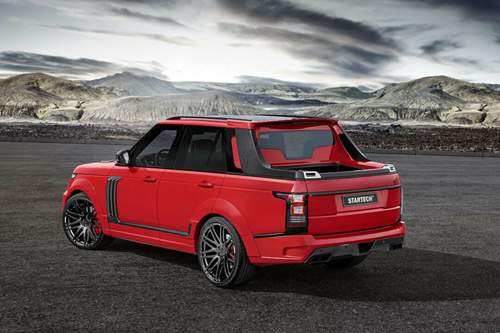 Trotz Ladefläche passen fünf Personen in die Range-Rover-Studie und die können durch ein Panoramadach gen Himmel blicken