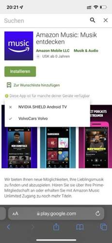 Amazon Music für Volvo im Playstore