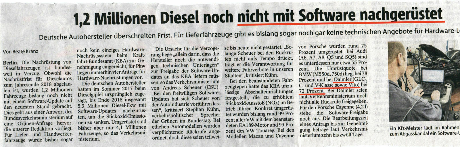 Software Update Rückruf OF07.08-S-100-01A