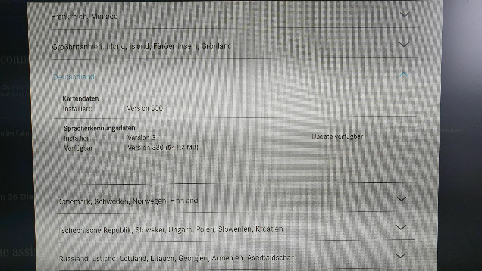 Software Updates und Version MBUX