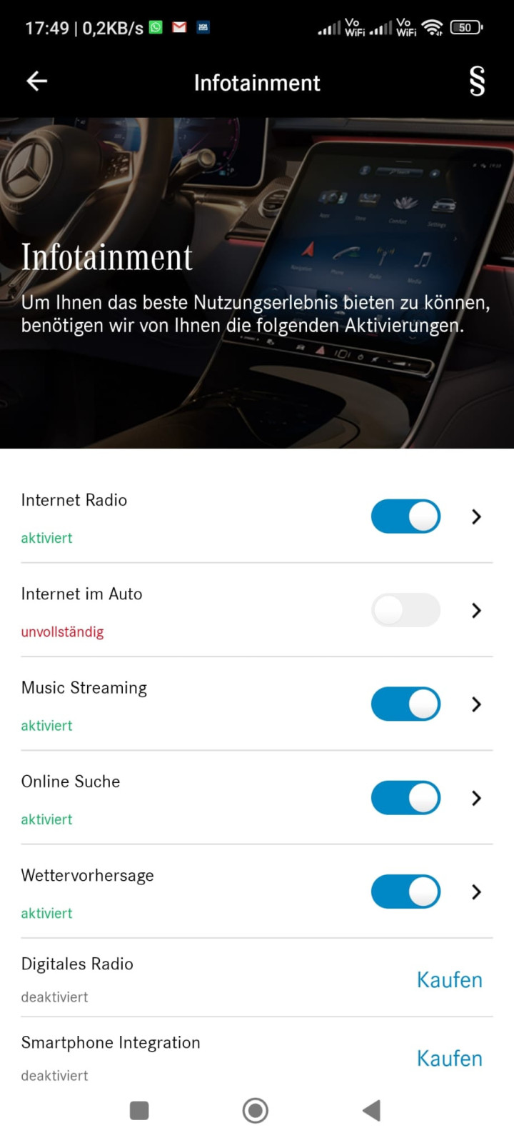 Software Updates und Version MBUX