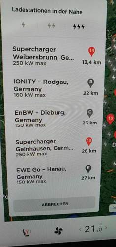 Liste HPC-Stationen im Navi