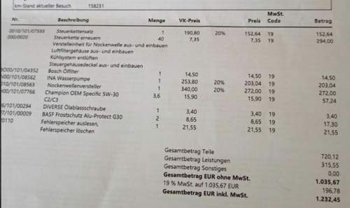 Vorgang 1: Austausch Steuerkette