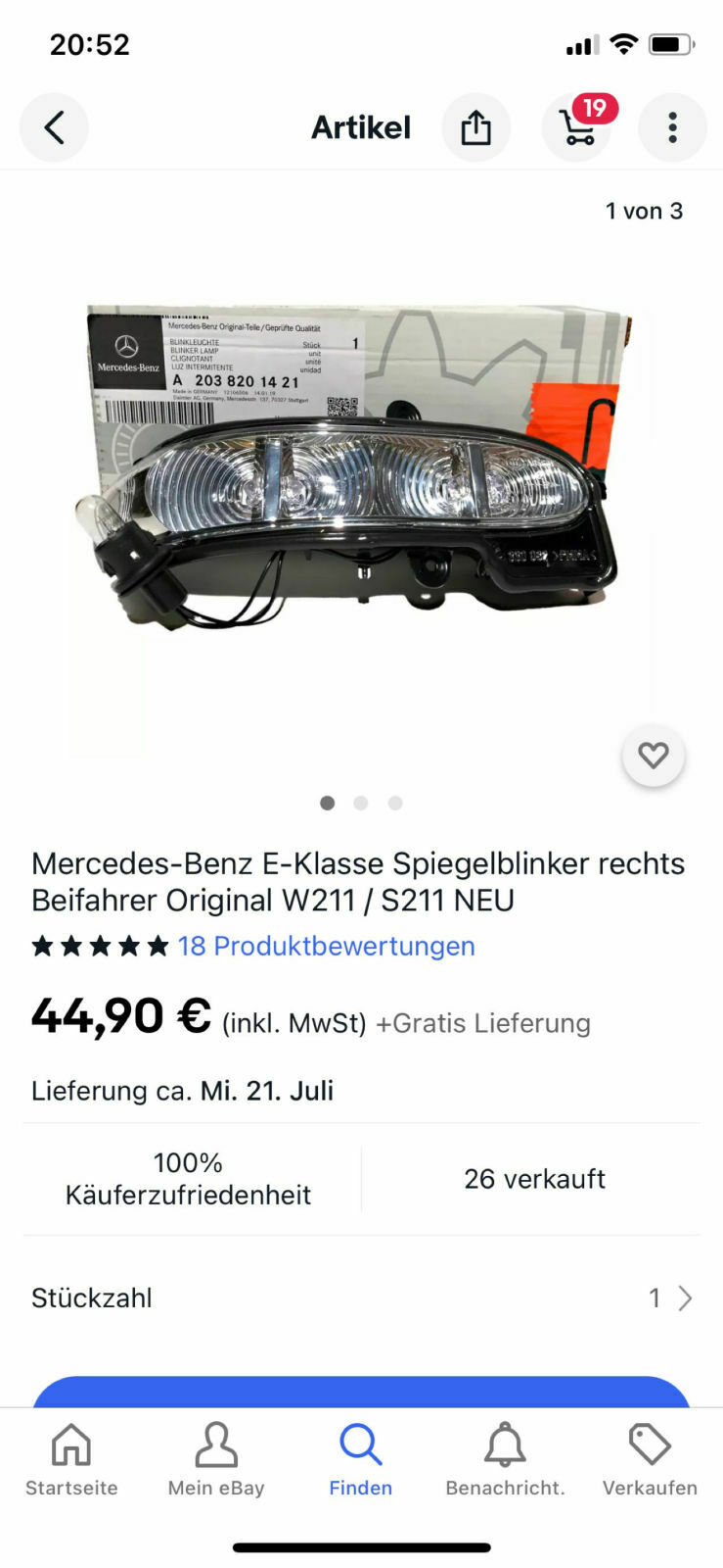 Spiegelblinkerglas auf Fahrerseite kaputt