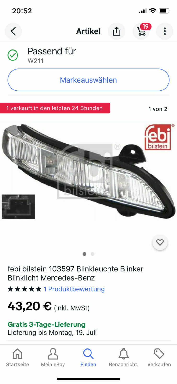 Spiegelblinkerglas auf Fahrerseite kaputt