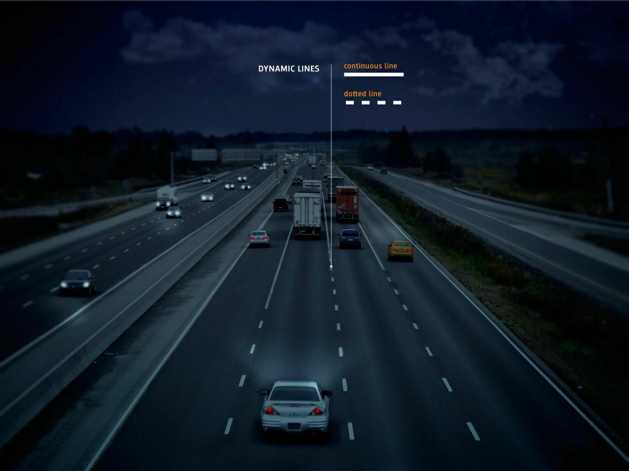 Die Intelligente Autobahn aus Holland könnte in Zukunft flexibel zwischen durchgezogenen und gestrichelten Spurmarkierungen wechseln