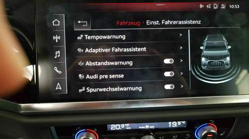MMI nach "Fahrerassistenz" gedrückt