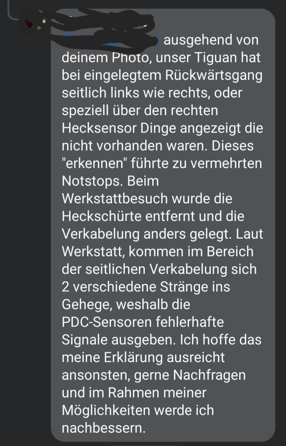 Ständig falsche Meldungen über Hindernisse beim Einparken