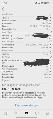 My Volvo App Diagnose
