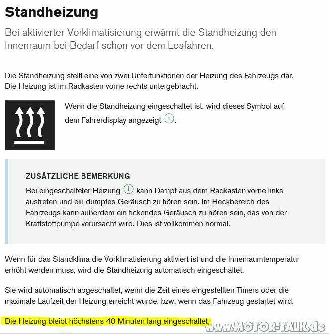 Standheizung in der VOC-App nicht mehr direkt auswählbar?