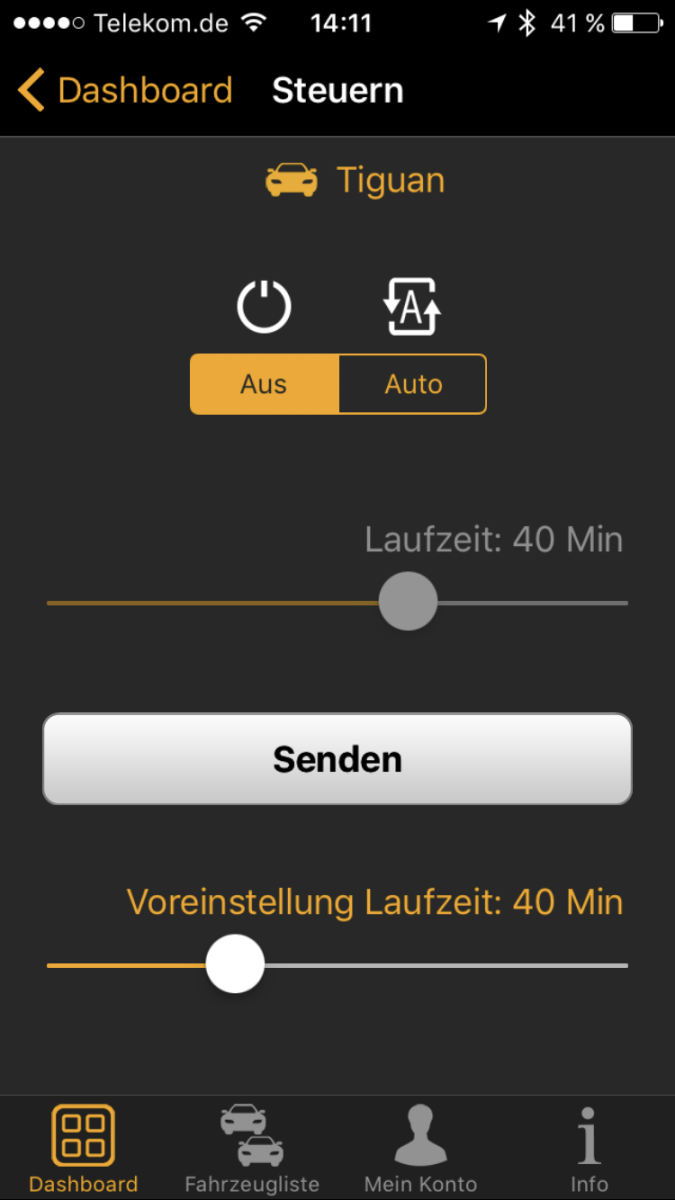 Standheizung per APP starten