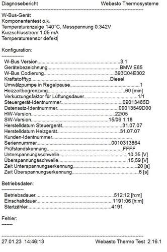 Diagnosergebnis BMW 64.12 9111339-01