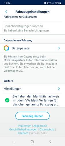Fahrzeugeinstellungen
