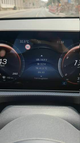 Werte während Fahrt
