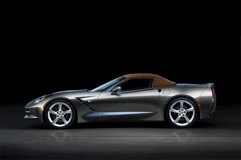 Hier klappt die neue Corvette mit der Kappe. Wie lange der Vorgang dauert ist noch nicht bekannt.