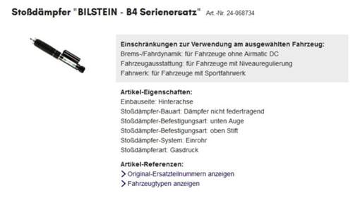 Dämpfer S211 hinten