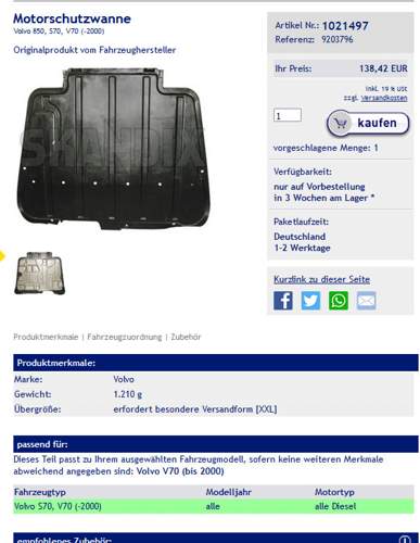 Motorschutzwanne