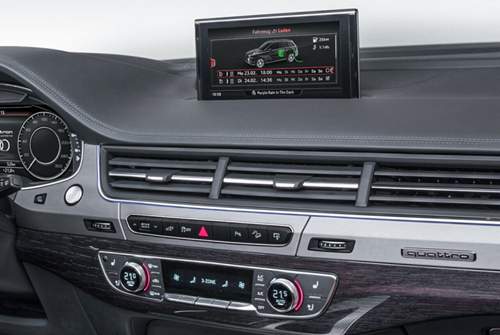 Ein Display auf dem Armaturenbrett des Q7 zeigt Informationen zum Ladezustand an