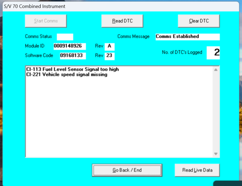 OBD 1 Fehler, Instrumentcluster