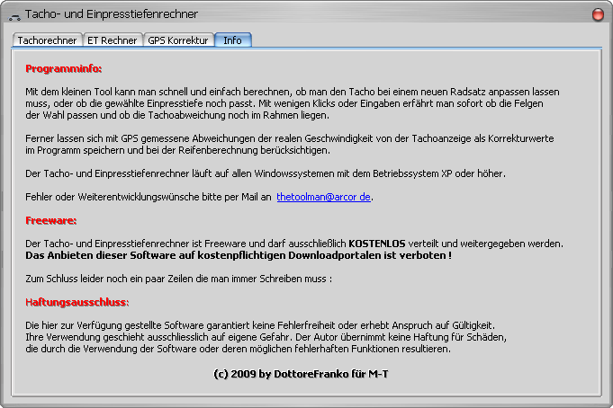 Tacho und ET Rechner