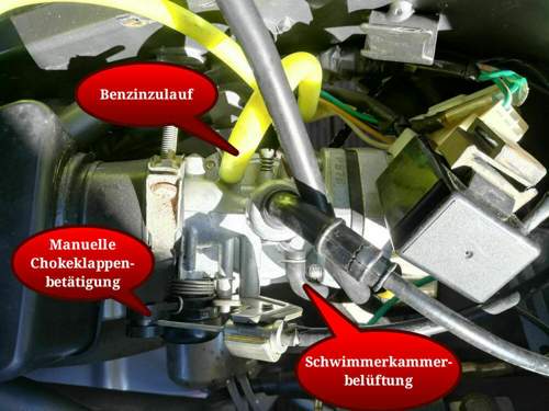 Rundschiebervergaser mit Chokeklappe