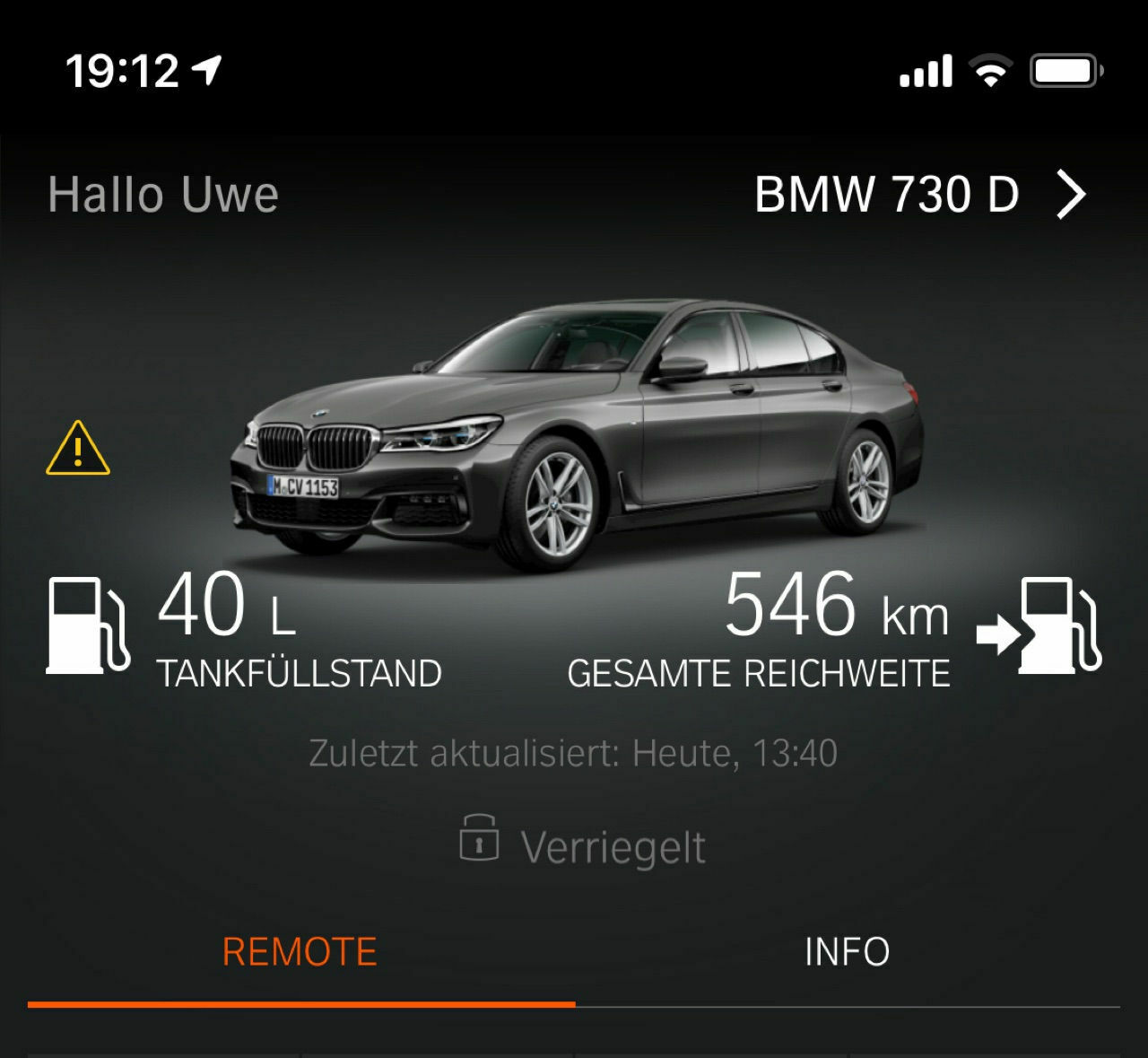 Tankanzeige Connected App