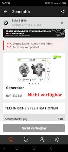 Passt nicht und nicht Verfügbar