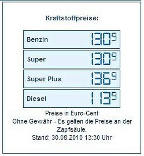 Spritpreise 30.08.2010 13:30