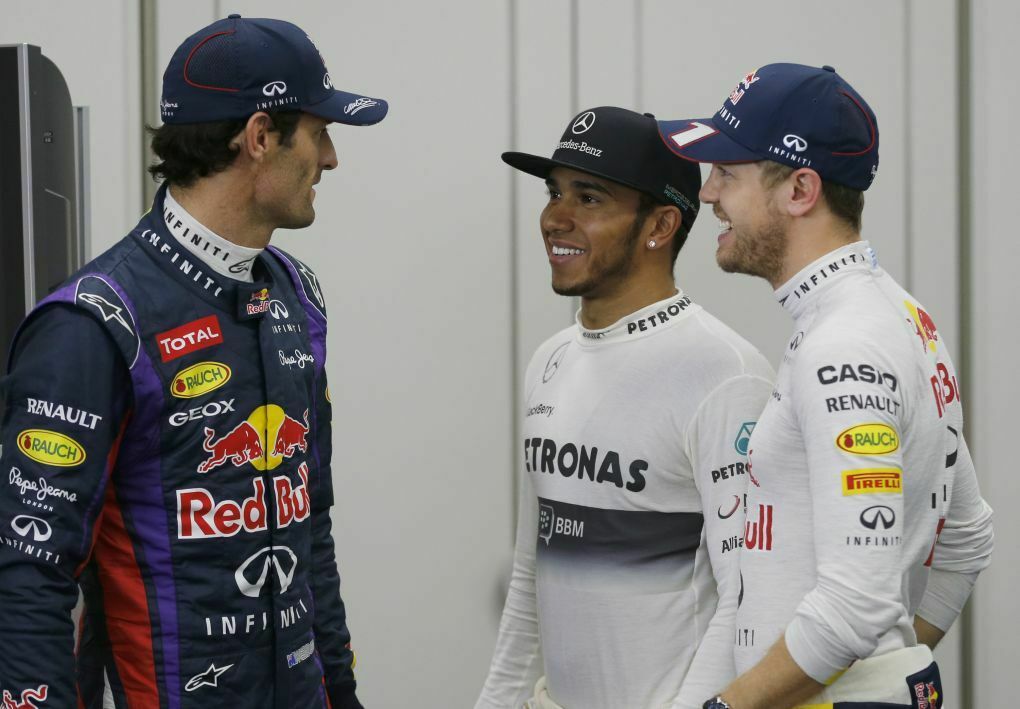 Rennfahrer unter sich: Mark Webber, Lewis Hamilton und Sebastian Vettel