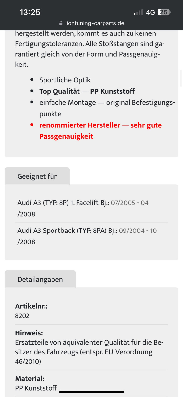 Teilenummer Frontstoßfänger VFL gesucht