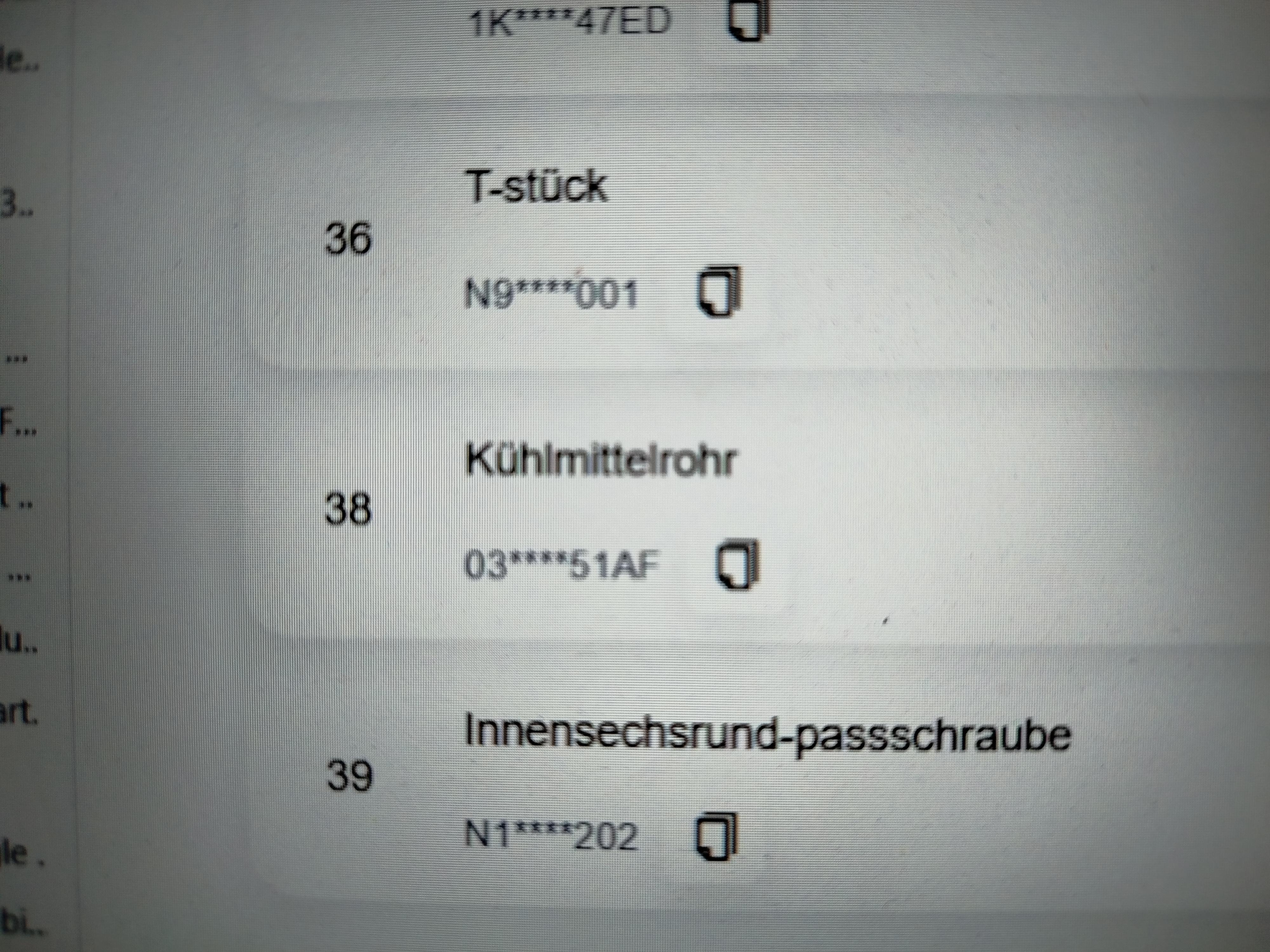 Teilenummer Kühlmittelrohr Zuheizer