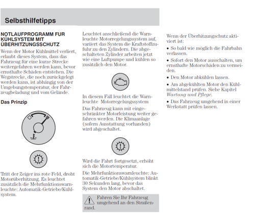 Notlaufprogramm Kühlsysten