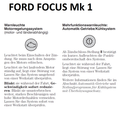 Kontrollleuchten Motor