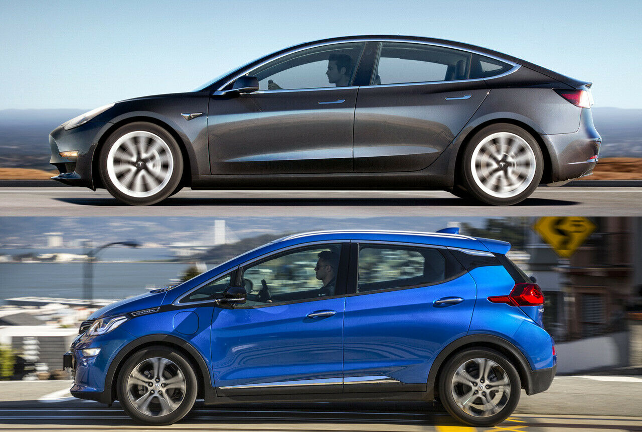 Zwei Karosseriekonzepte: Der Tesla baut einen halben Meter länger, dafür aber 15 Zentimeter flacher als der Opel