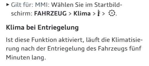 Klima bei Entriegelung