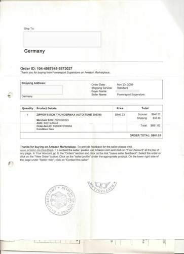 Thundermax Rechnung