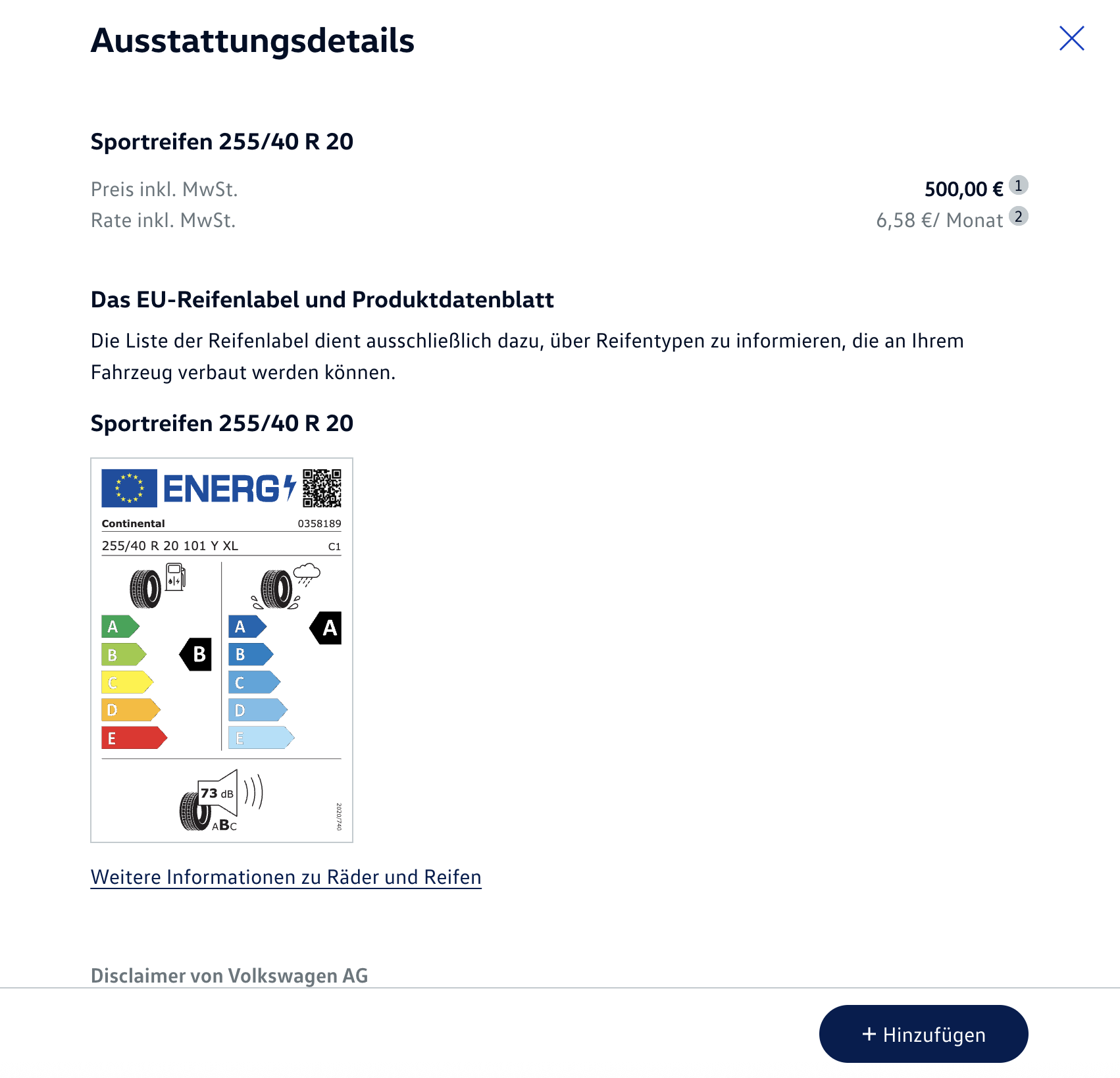 Tiguan 2025 Erstausrüstung Sommerreifen