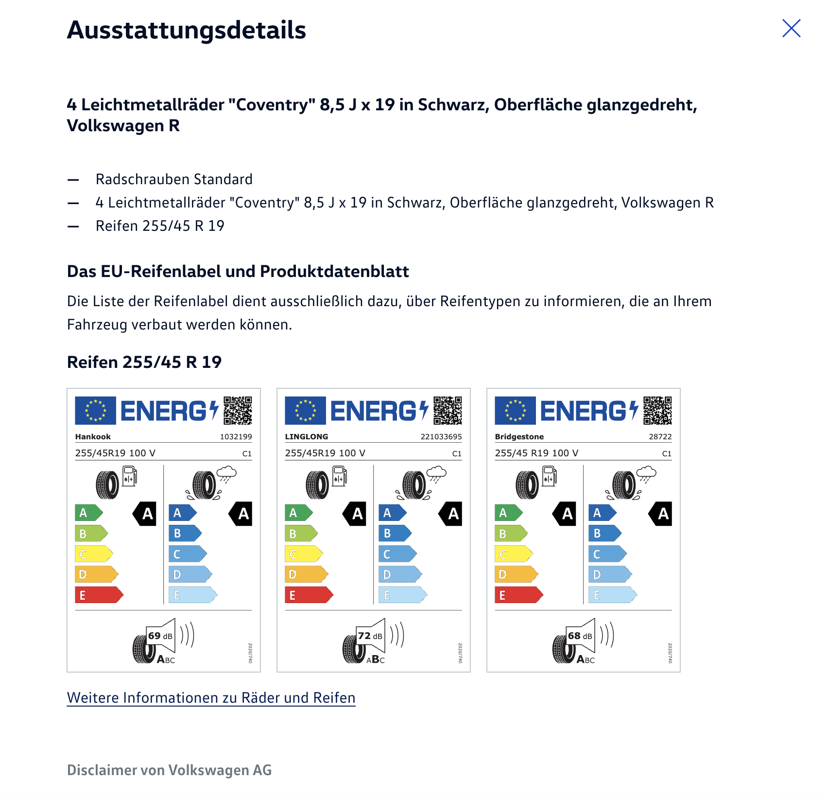 Tiguan 2025 Erstausrüstung Sommerreifen