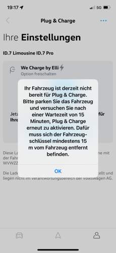 Fehlermeldung Plug and Charge