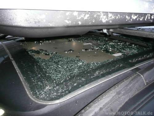 E61 mit geplatztem PD unter der Dachbox