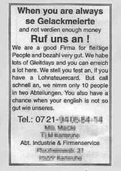 Lustige-zeitungsanzeige