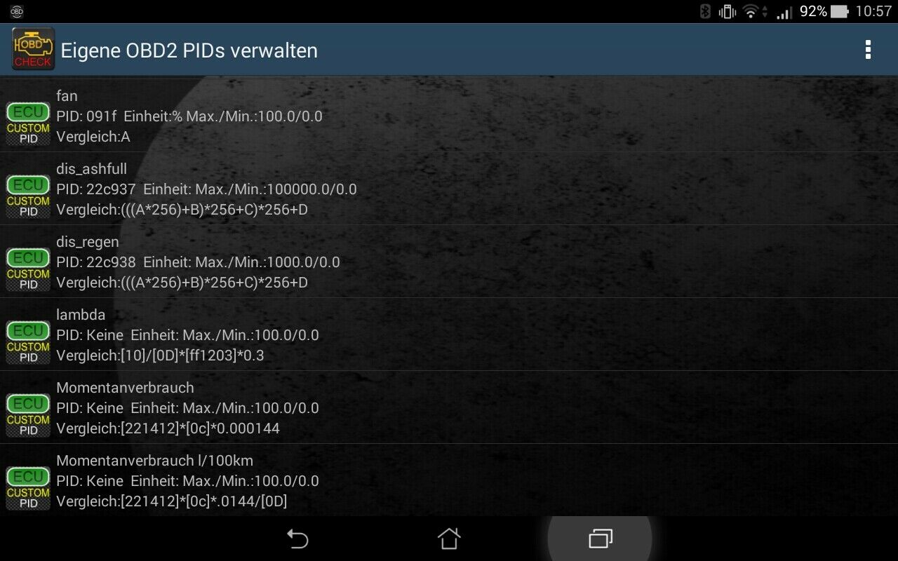 Torque pro + PID Editor