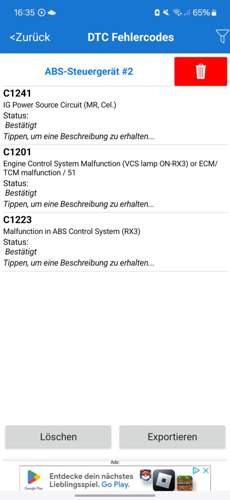 Screenshot einer Ausleseapp.